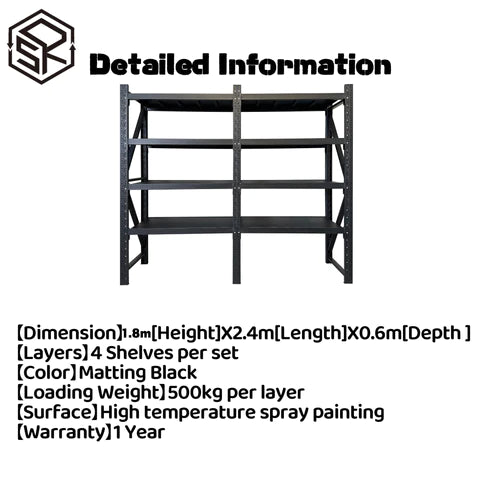 4M Length Warehouse Racks Storage Steel Shelving Garage Shelf