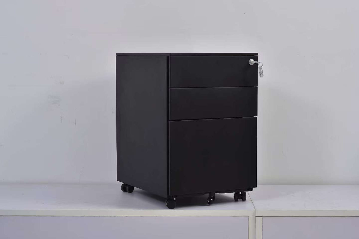 3 Drawer Mobile Pedestal Filing Cabinet – Lockable Office Drawer Unit with Wheels