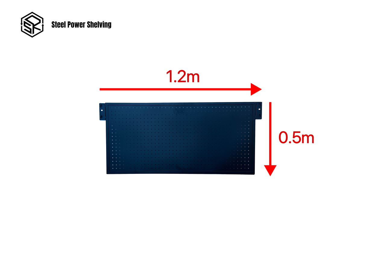Steel Pegboard Panel 1.2m(L)x0.5m(H) for 0.6m Depth Garage Shelf with 5 Hooks
