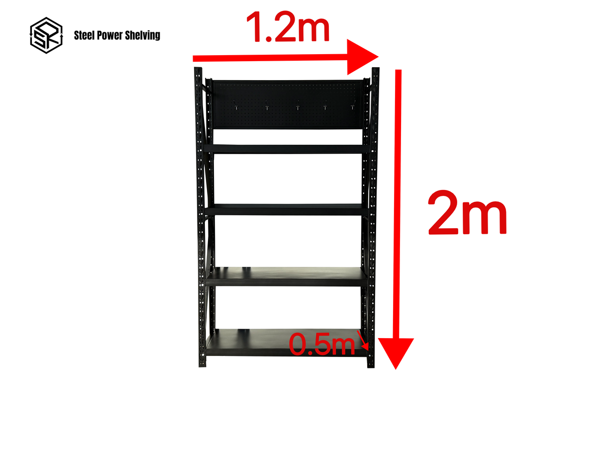 Workstation with pegboard - workbench 2.0m(H)x1.2m(L)x0.5m(D)800kg