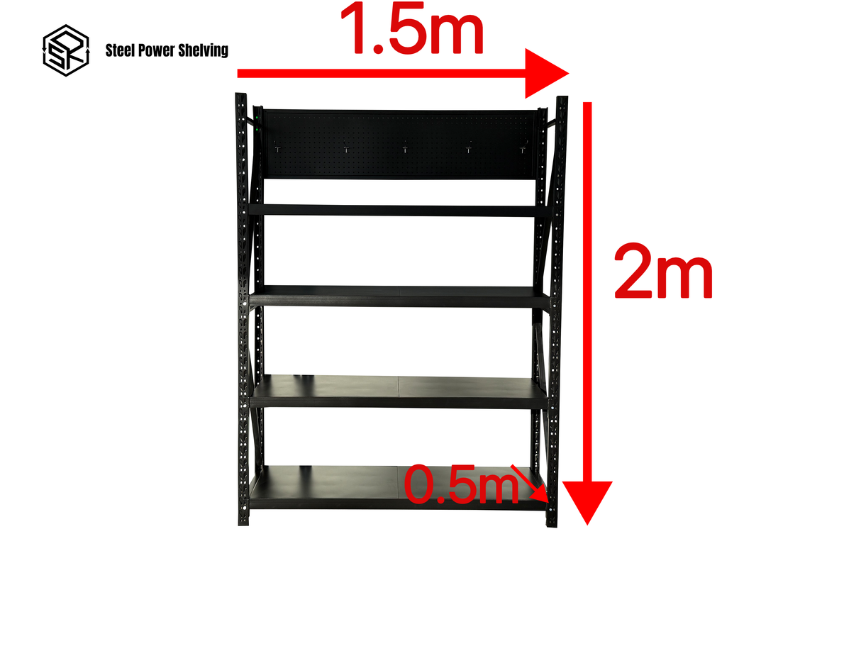 Workstation with pegboard - workbench 2.0m(H)x1.5m(L)x0.5m(D)800kg