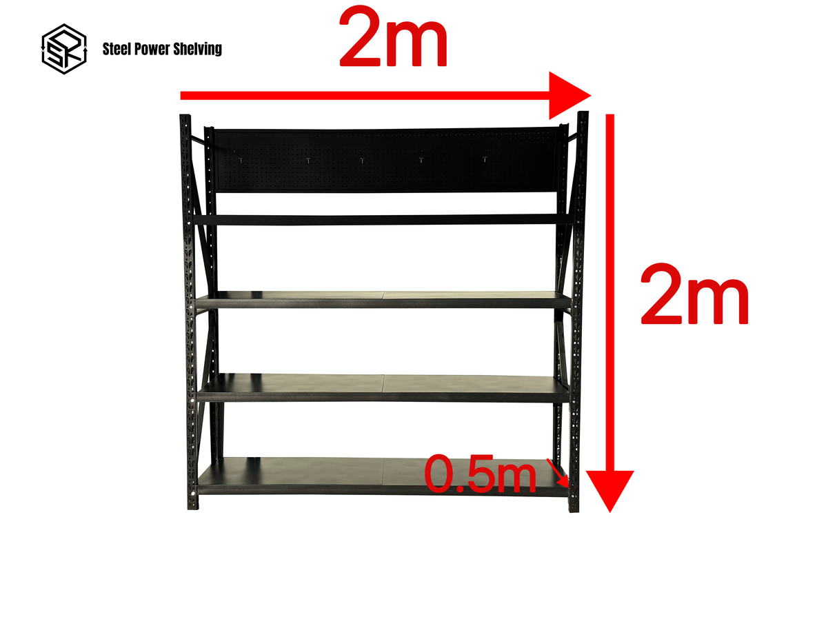Workstation with pegboard - workbench 2.0m(H)x2.0m(L)x0.5m(D)800kg
