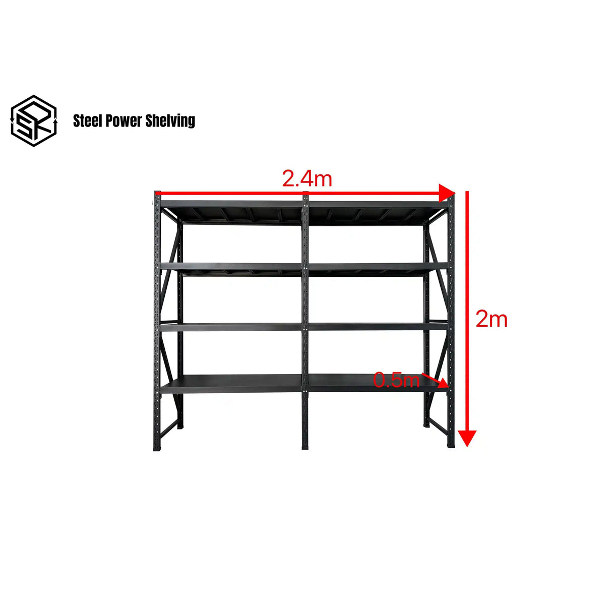 Garage Shelving 2.0m(H)x2.4m(L)x0.5m(D) 1600kg Connecting Metal Storage Rack Adjustable Shelves Garage Shelving 2.0m(H)x2.4m(L)x0.5m(D) 1600kg Connecting Metal Storage Rack Adjustable Shelves