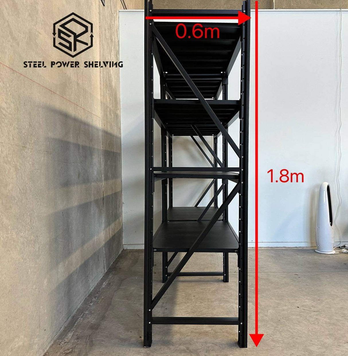 Garage Storage Rack 1.8m(H)x2.4m(L)x0.6m(D) 2400kg Shelving Adjustable Steel Shelves