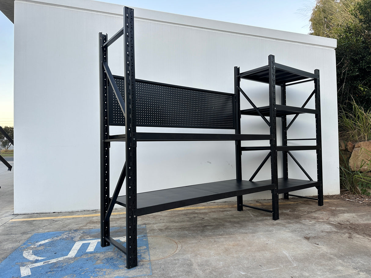 Workstation with pegboard - workbench 1.8m(H)x3.2m(L)x0.6m(D)1800kg
