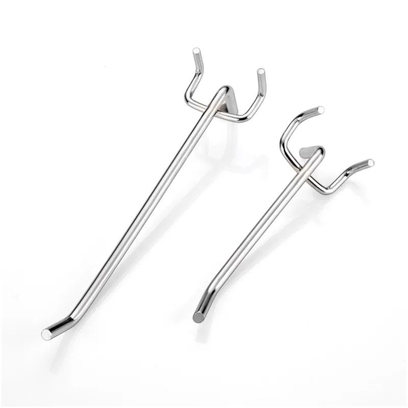 Heavy Duty Pegboard Hooks for Garage Workshop Tool Storage – 10cm 15cm 20cm (Silver & Black)