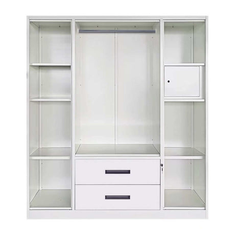 Metal Wardrobe with Double Mirror Doors & Safe