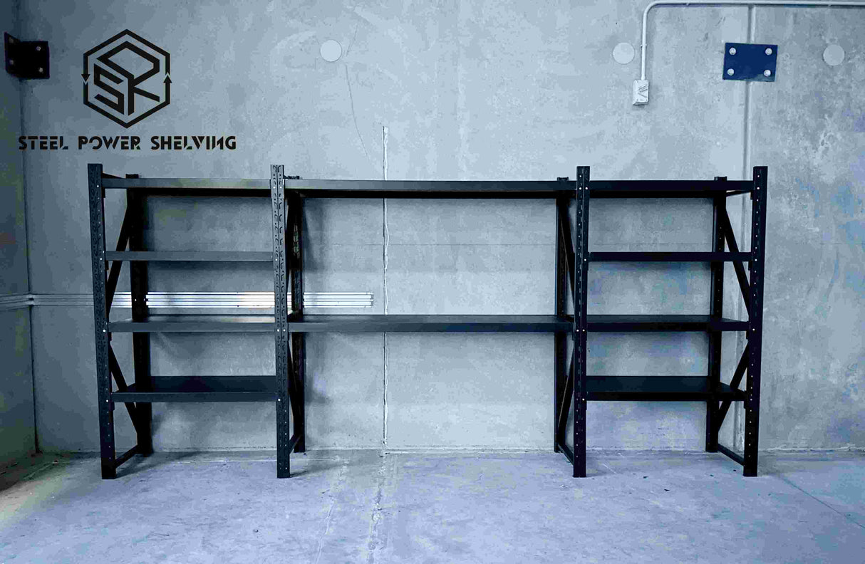 Longspan Shelving Workbench 2.4m(H)x4.4m(L)x0.6m(D) 3000kg Heavy Duty Garage Storage Shelving