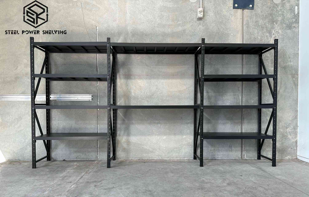 Garage Shelving Workbench 1.8m(H)x3.9m(L)x0.5m(D) 2000kg Storage System Adjustable Shelves