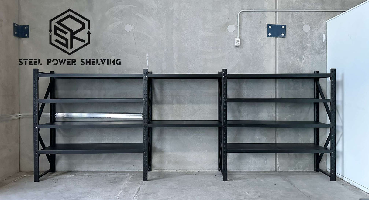 Longspan Shelving 1.8m(H)x5.5m(L)x0.6m(D) 3000kg Heavy Duty Garage Storage Shelving Workbench