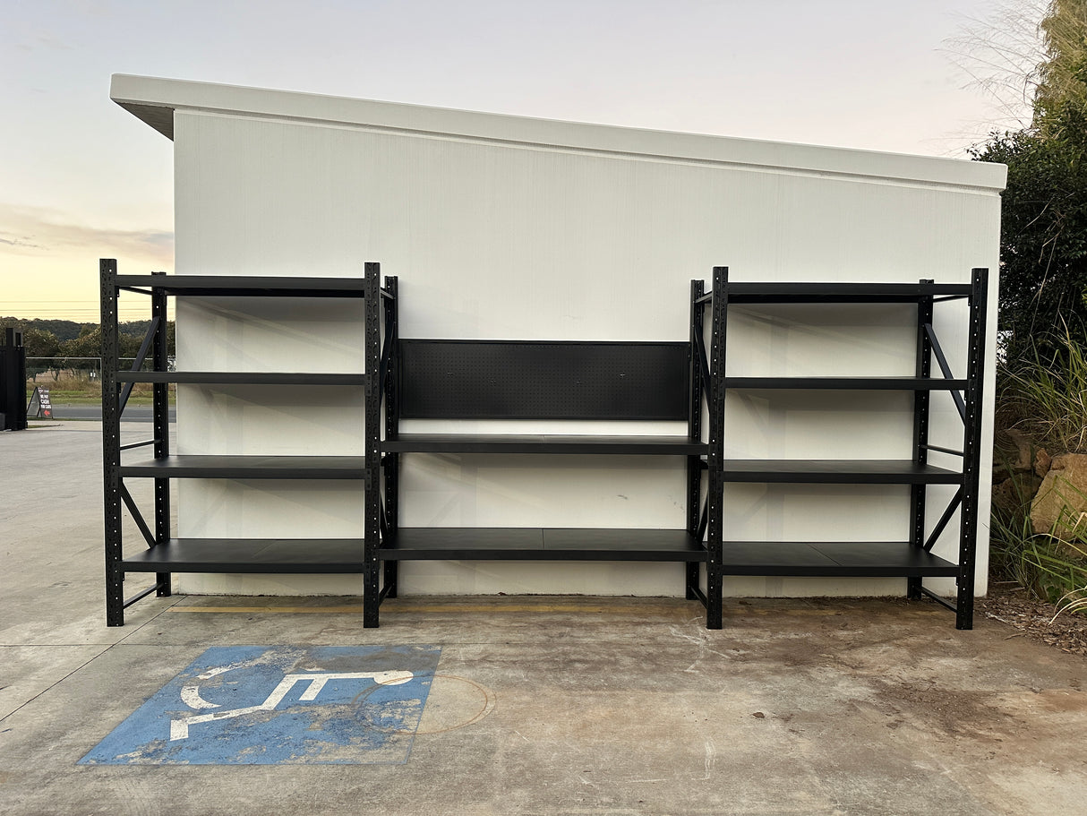 Heavy Duty Garage Workbench with Pegboard 2.4m(H)x5.0m(L)x0.6m(D) 3000kg Storage Shelving System