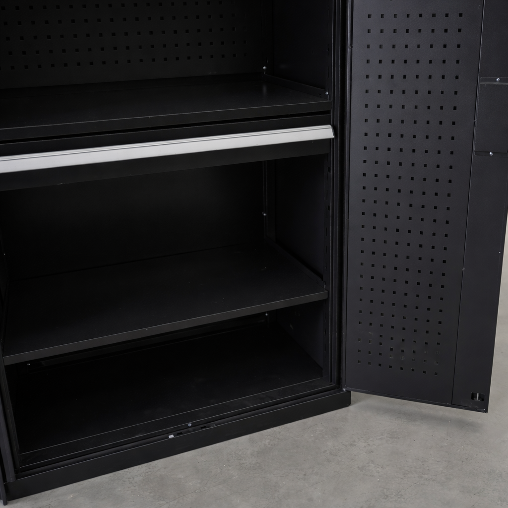 Tool Storage Cabinet – Drawer & Pegboard Storage