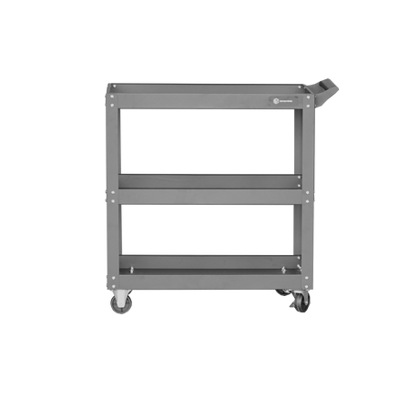 Heavy-Duty 3-Tier Tool Trolley Cart with Lockable Wheels, Black Steel Utility Cart for Workshops and Garages