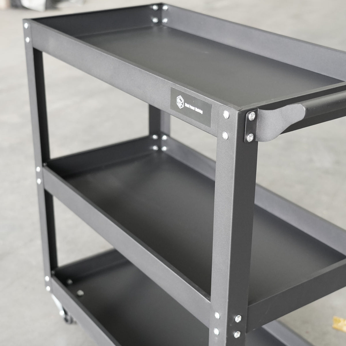 3 Tier Tool Trolley Cart with Wheels – Heavy Duty Steel Rolling Cart