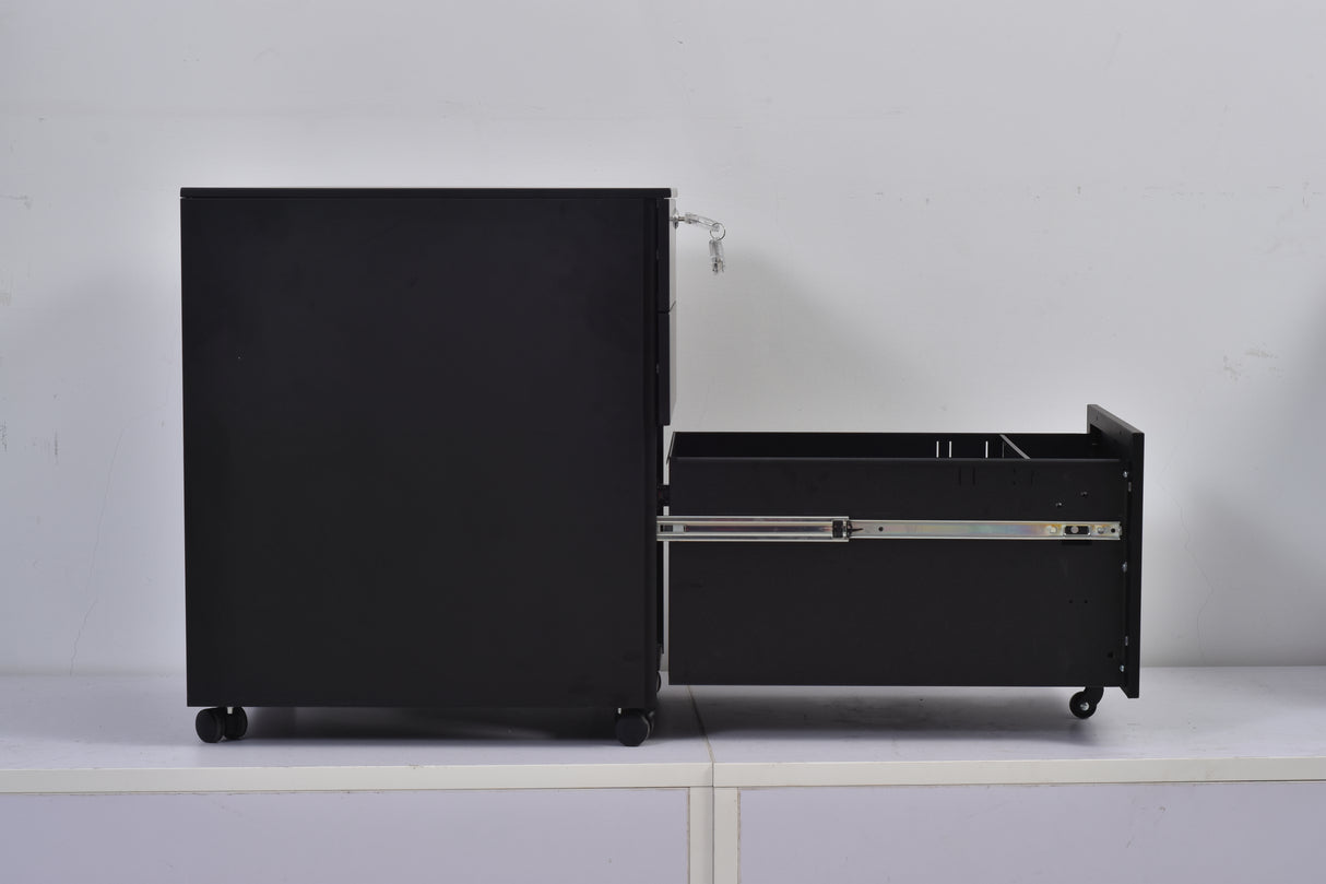 3 Drawer Mobile Pedestal Filing Cabinet – Lockable Office Drawer Unit with Wheels