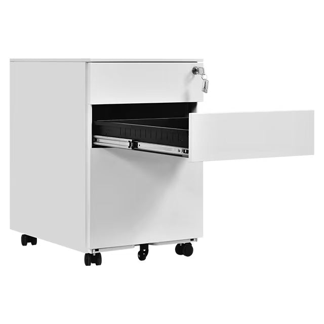 3 Drawer Mobile Pedestal Filing Cabinet – Lockable Office Drawer Unit with Wheels