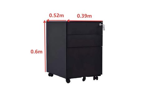 3 Drawer Mobile Pedestal Filing Cabinet – Lockable Office Drawer Unit with Wheels