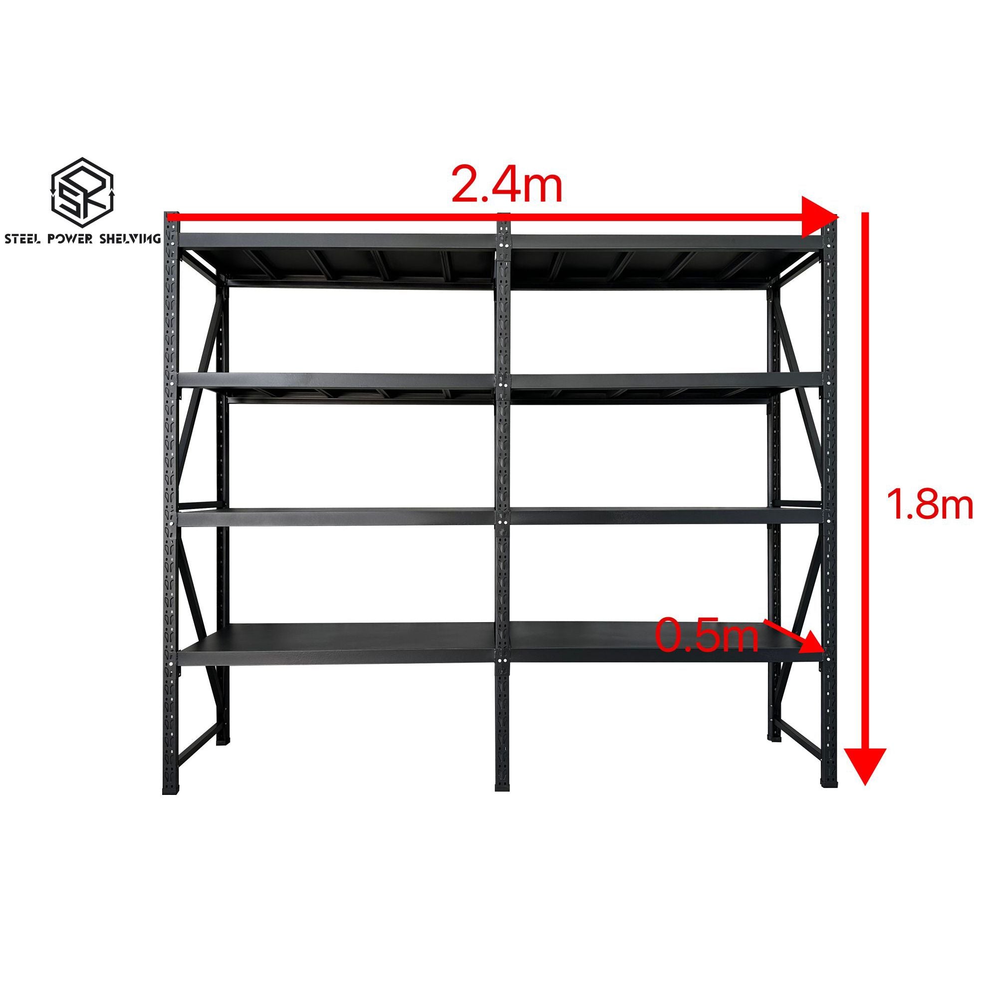 2 4m Long Connecting Shelf Steel Power Shelving 2-4m-long-connecting-shelf-steel-power-shelving