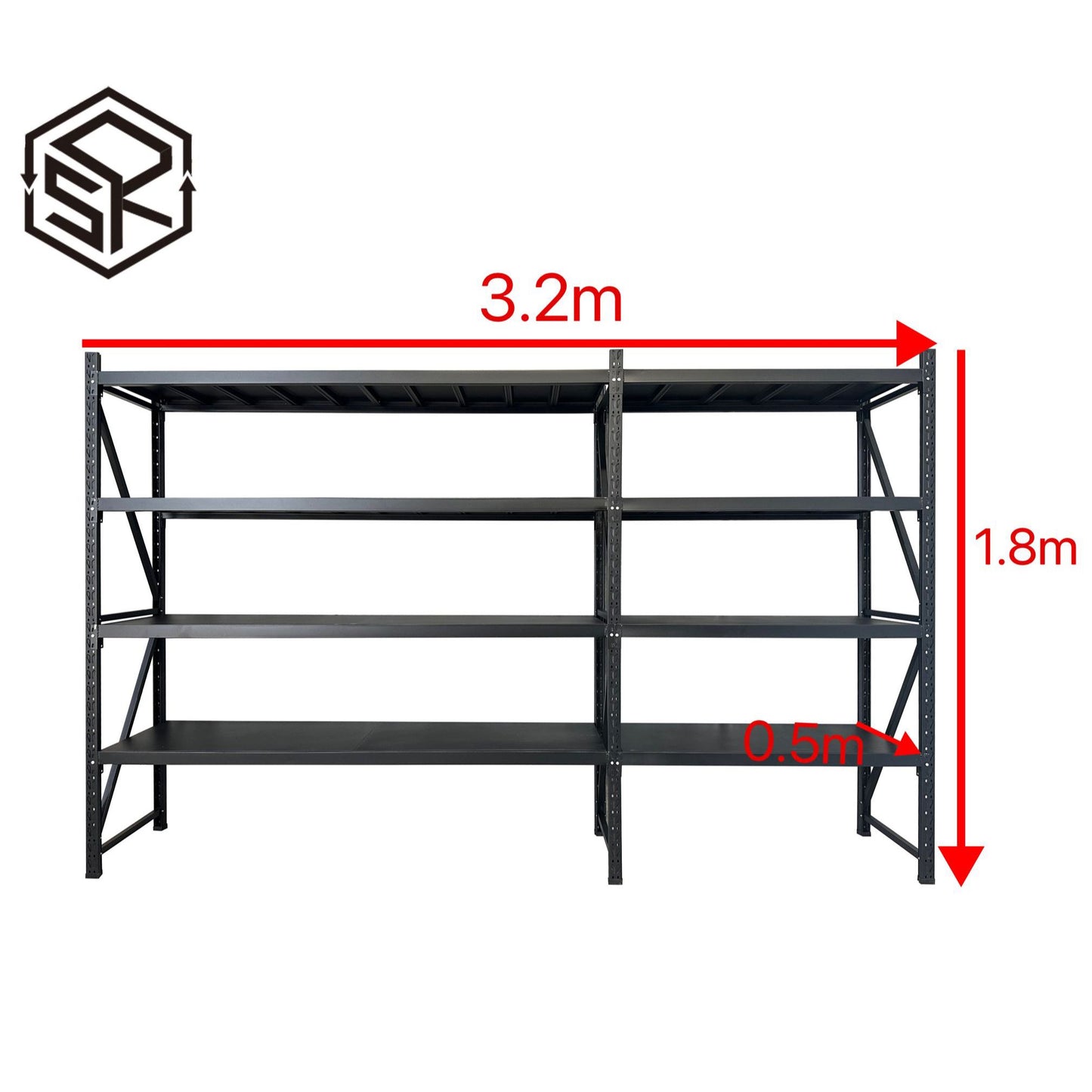 Shelf 1.8m(H)x3.2m(L)x0.5m(D)1200kg Connecting Shelving