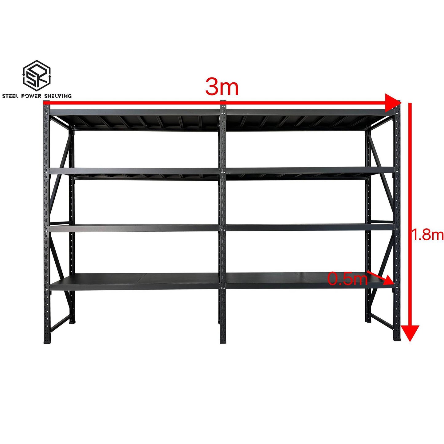 Shelf 1.8m(H)x3.0m(L)x0.5m(D)1200kg Connecting Shelving