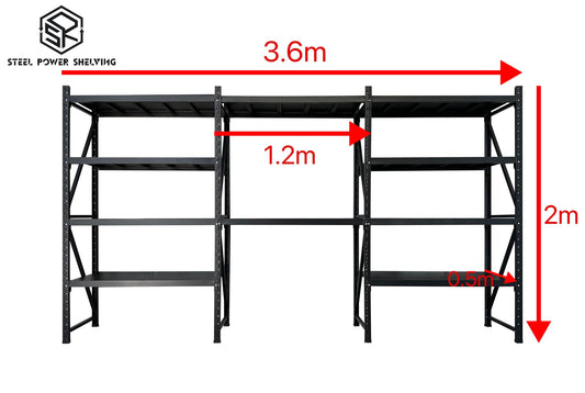 Shelf 2.0m(H)x3.6m(L)x0.5m(D)1500kg Shelving+Workbench