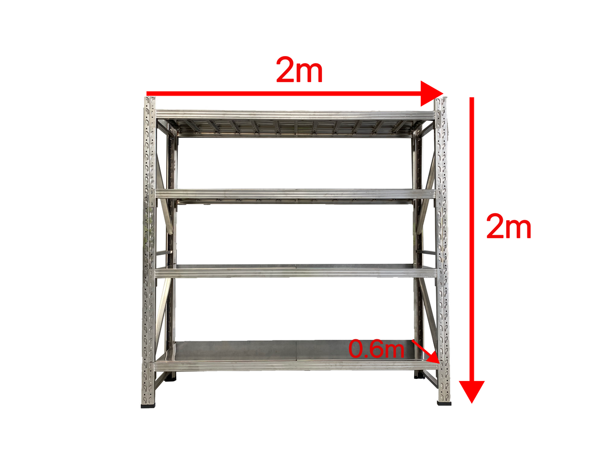 Shelf 2.0m(H)x2.0m(L)x0.6m(D)1000kg Stainless shelving