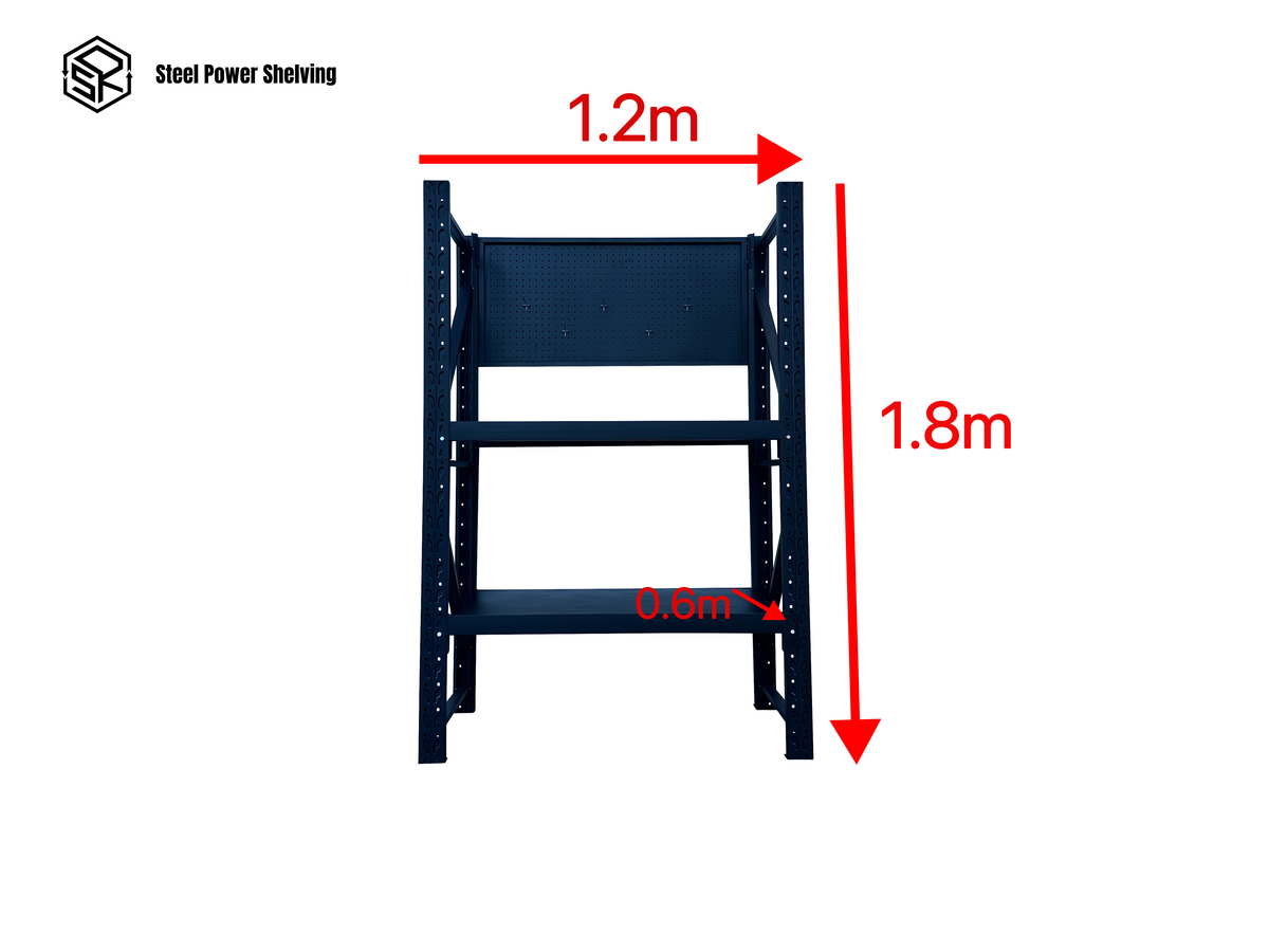 Heavy Duty Garage Workbench with Pegboard 1.8m(H)x1.2m(L)x0.6m(D) 600kg Storage Shelving System