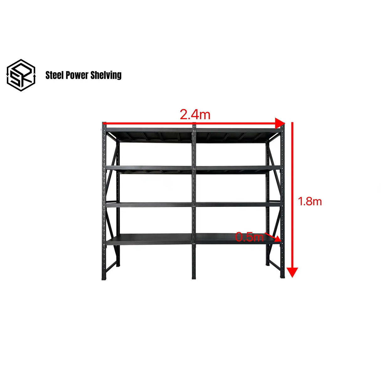 Garage Shelving 1.8m(H)x2.4m(L)x0.5m(D) 1600kg Connecting Metal Storage Rack Adjustable Shelves Garage Shelving 1.8m(H)x2.4m(L)x0.5m(D) 1600kg Connecting Metal Storage Rack Adjustable Shelves
