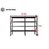Garage Shelving 1.8m(H)x2.7m(L)x0.5m(D) 1600kg Connecting Storage Rack Adjustable Shelves