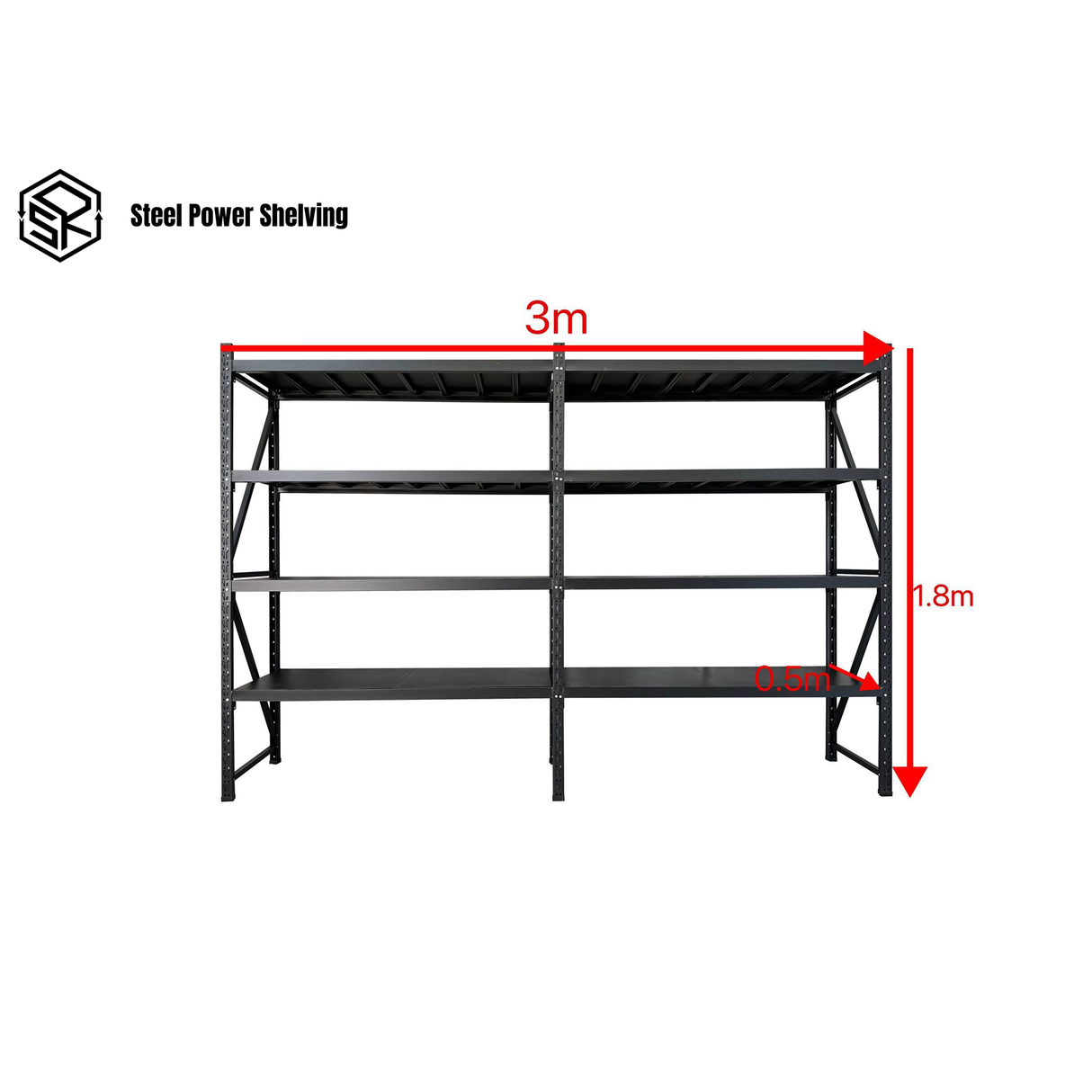 Shelf 1.8m(H)x3.0m(L)x0.5m(D)1600kg Connecting Shelving