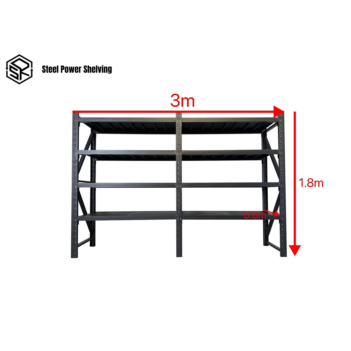 Shelf 1.8m(H)x3.0m(L)x0.6m(D)2400kg Longspan Shelving