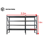Garage Shelving 1.8m(H)x3.2m(L)x0.5m(D) 1600kg Connecting Storage Rack Adjustable Shelves