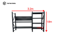 Heavy Duty Garage Workbench Workstation with Pegboard 1.8m(H)x3.2m(L)x0.6m(D) 1800kg