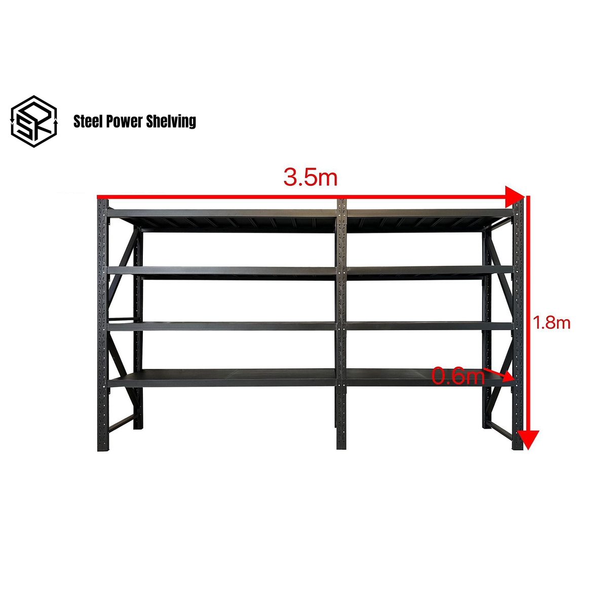 Shelf 1.8m(H)x3.5m(L)x0.6m(D)2400kg Longspan Shelving