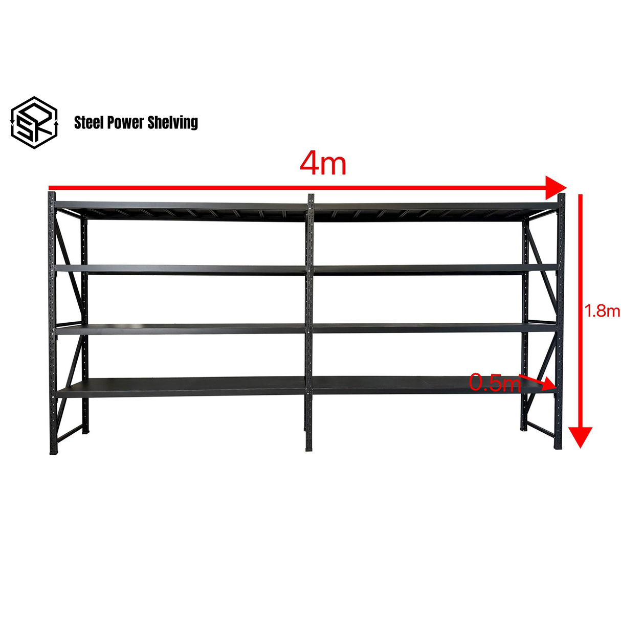 Shelf 1.8m(H)x4.0m(L)x0.5m(D)1600kg Connecting Shelving