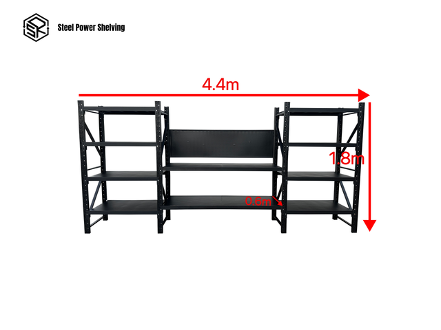 Heavy Duty Garage Workbench with Pegboard 1.8m(H)x4.4m(L)x0.6m(D) 3000kg Storage Shelving System