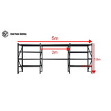 Garage Shelving+Workbench 1.8m(H)x5.0m(L)x0.5m(D) 2000kg Metal Storage Rack Adjustable Shelves