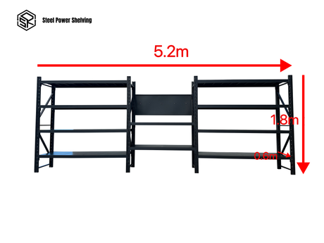 Heavy Duty Garage Workbench with Pegboard 1.8m(H)x5.2m(L)x0.6m(D) 3000kg Storage Shelving System