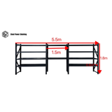 Longspan Shelving 1.8m(H)x5.5m(L)x0.6m(D) 3000kg Heavy Duty Garage Storage Shelving Workbench