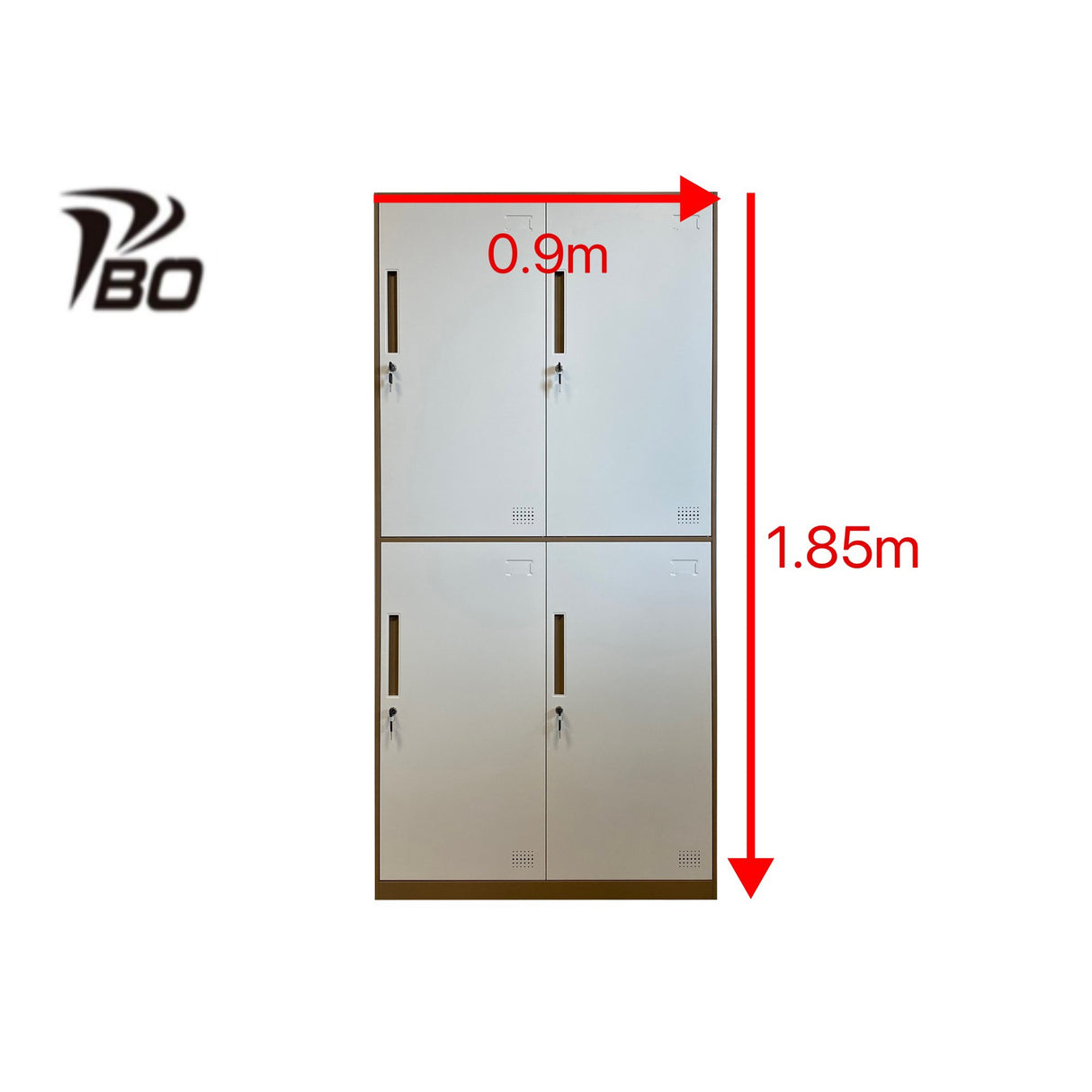 File Cabinet with Four Doors Coffee & White 1.85m(H)*0.9m(L)*0.4m(D)