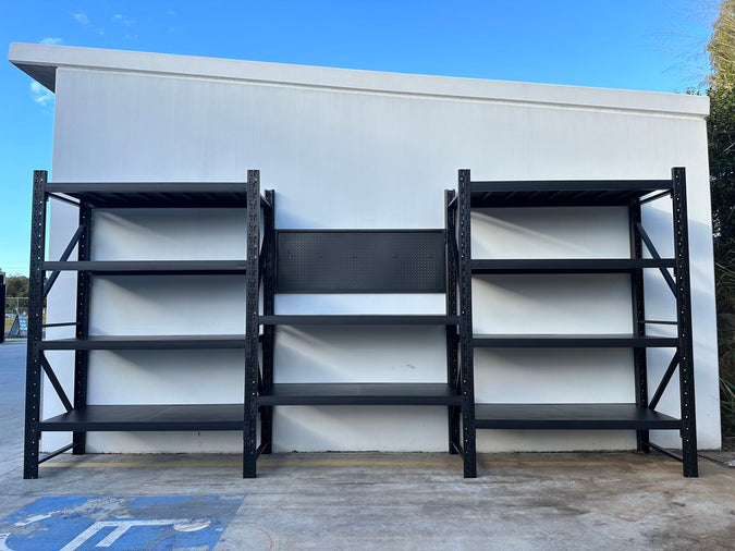 1. SteelPowerShelving Workstation with Pegboard
