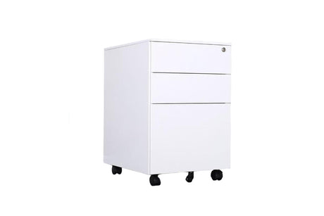 3 Drawer Mobile Pedestal Filing Cabinet – Lockable Office Drawer Unit with Wheels