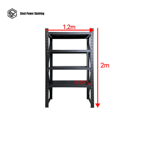 Garage Shelving 2.0m(H)x1.2m(L)x0.6m(D) 1200kg Heavy Duty Storage Rack Adjustable Shelves