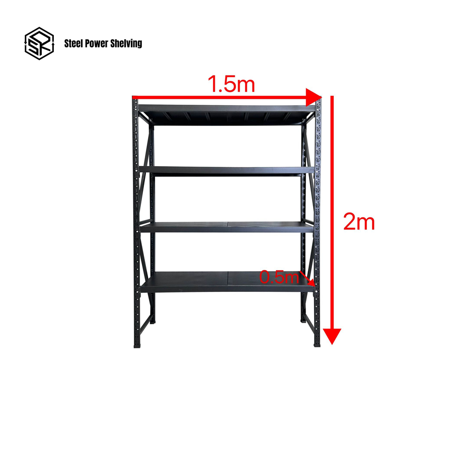 Garage Shelving 2.0m(H)x1.5m(L)x0.5m(D) 800kg Metal Storage Rack Adjustable Steel Shelves