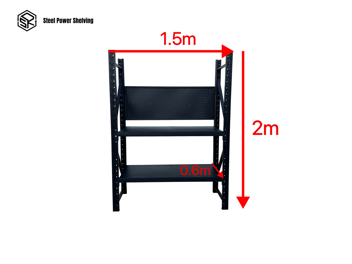 Workstation with pegboard - workbench 2.0m(H)x1.5m(L)x0.6m(D)600kg