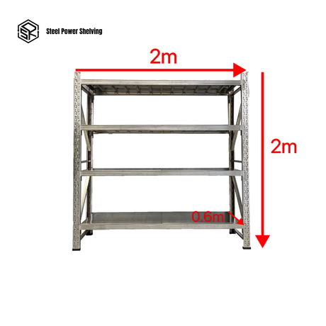 Stainless Steel Shelving 2.0m(H)x2.0m(L)x0.6m(D) 1000kg Adjustable Garage Storage Shelf