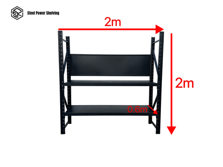 Heavy Duty Garage Workbench with Pegboard 2.0m(H)x2.0m(L)x0.6m(D) 600kg Storage Shelving System