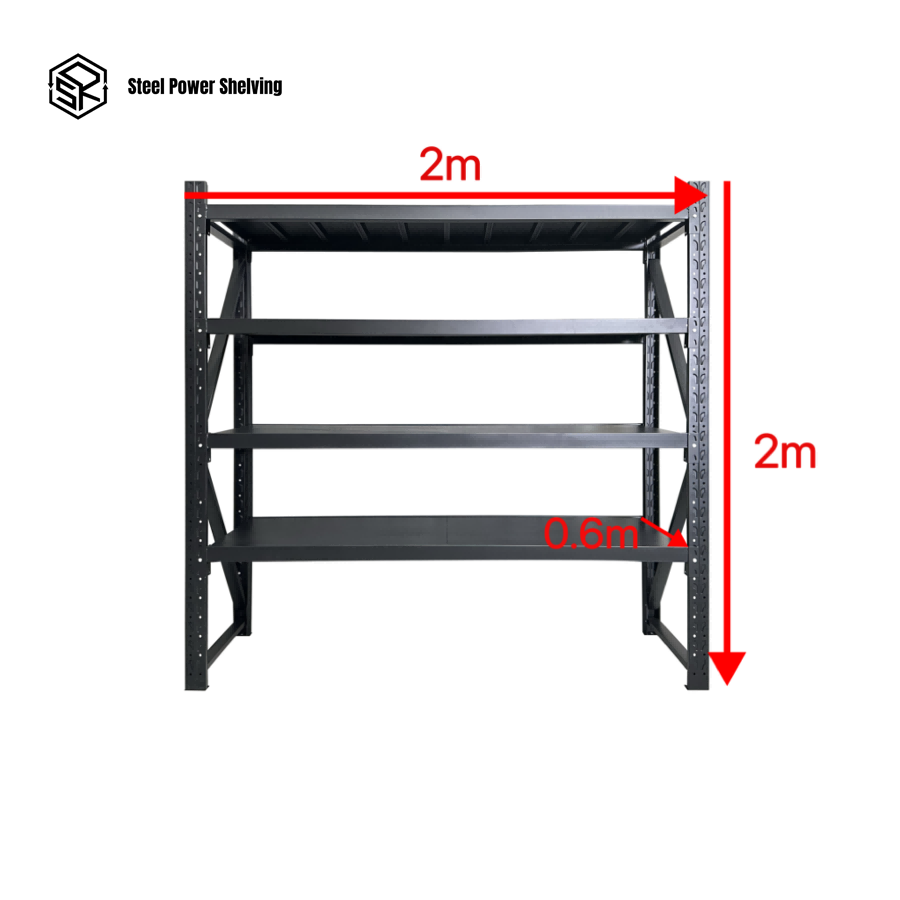 1. SteelPowerShelving Shelf 2.0m(H)x2.0m(L)x0.6m(D) – 1200kg Capacity