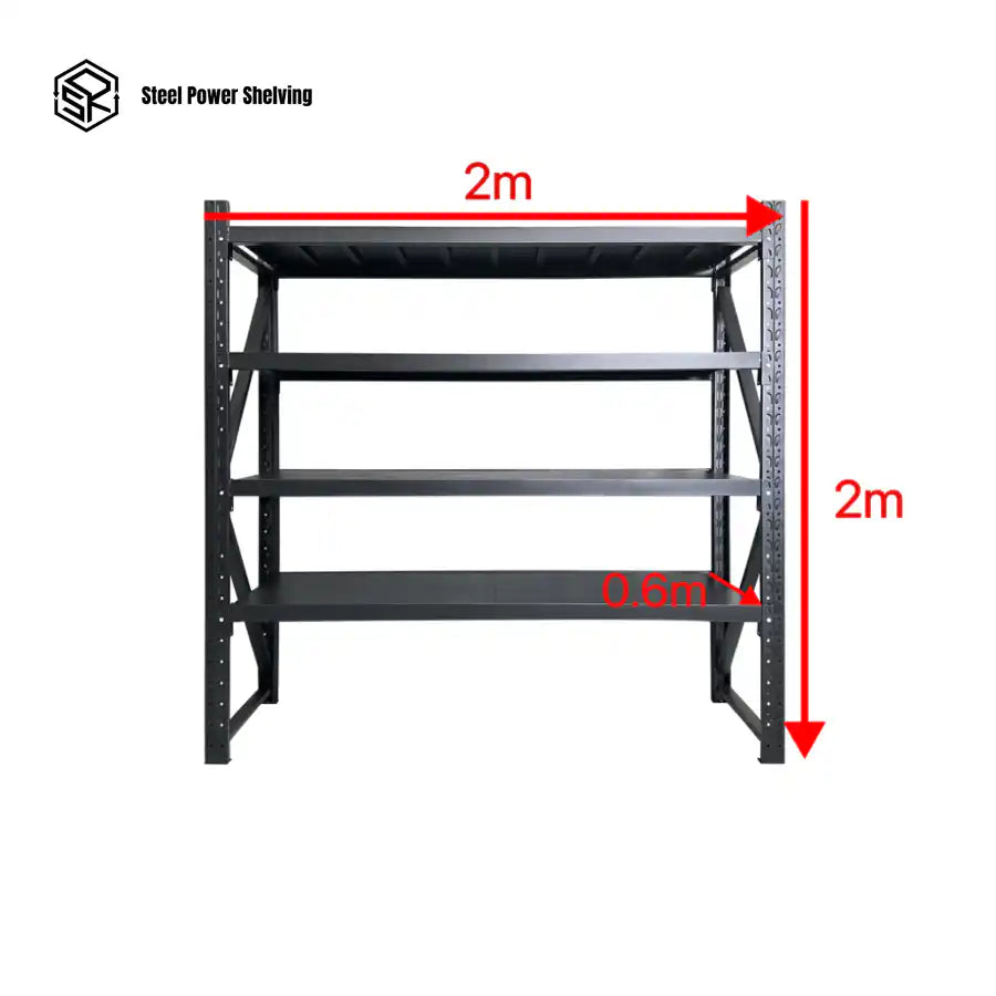Garage Shelving 2.0m(H)x2.0m(L)x0.6m(D) 1200kg Metal Storage Rack Adjustable Shelves Garage Shelving 2.0m(H)x2.0m(L)x0.6m(D) 1200kg Metal Storage Rack Adjustable Shelves