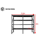 Garage Shelving 2.0m(H)x2.4m(L)x0.5m(D) 1600kg Connecting Metal Storage Rack Adjustable Shelves Garage Shelving 2.0m(H)x2.4m(L)x0.5m(D) 1600kg Connecting Metal Storage Rack Adjustable Shelves